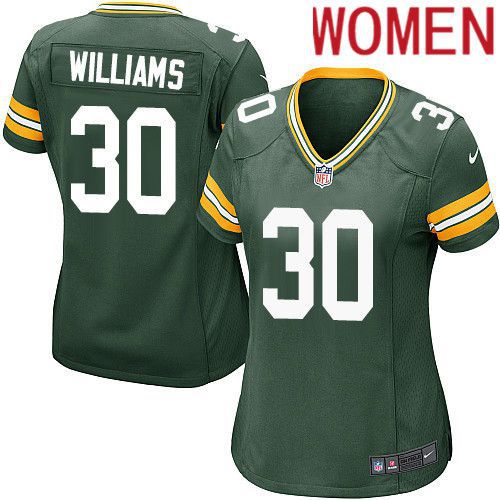 Women Green Bay Packers #30 Jamaal Williams Green Nike Game NFL Jersey